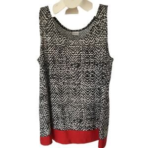 Kim Rogers Woman, Striking Black And White with Red Hem XL